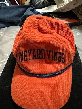 Vineyard Vines Orange Corduroy Rope-Trim Baseball Cap